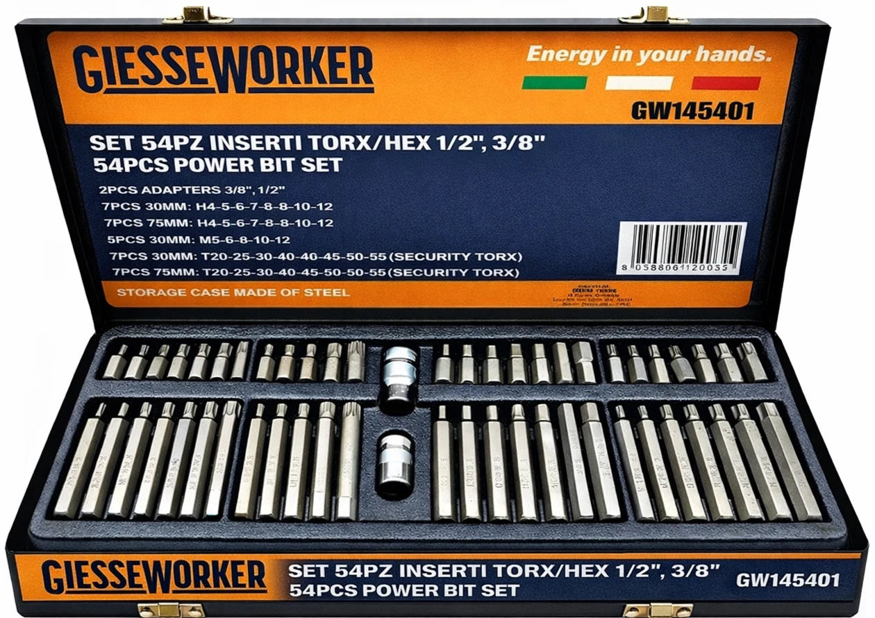 Set Chiavi Inserti Bussole Esagonali Torx Millerighe Serie 54 Pz Professionali
