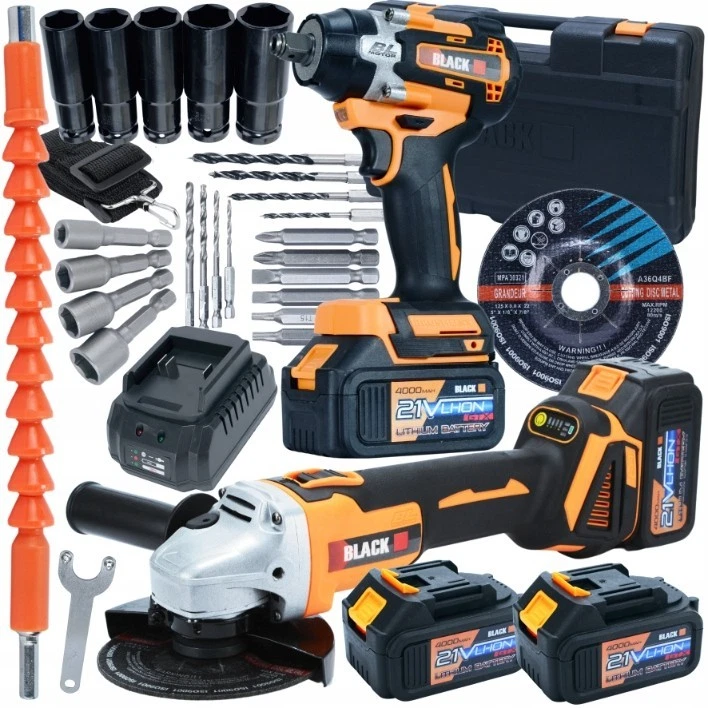 Chiave Impulsi + Smerigliatrice Set 2in1 Brushless 2 batterie 4Ah + Valigetta