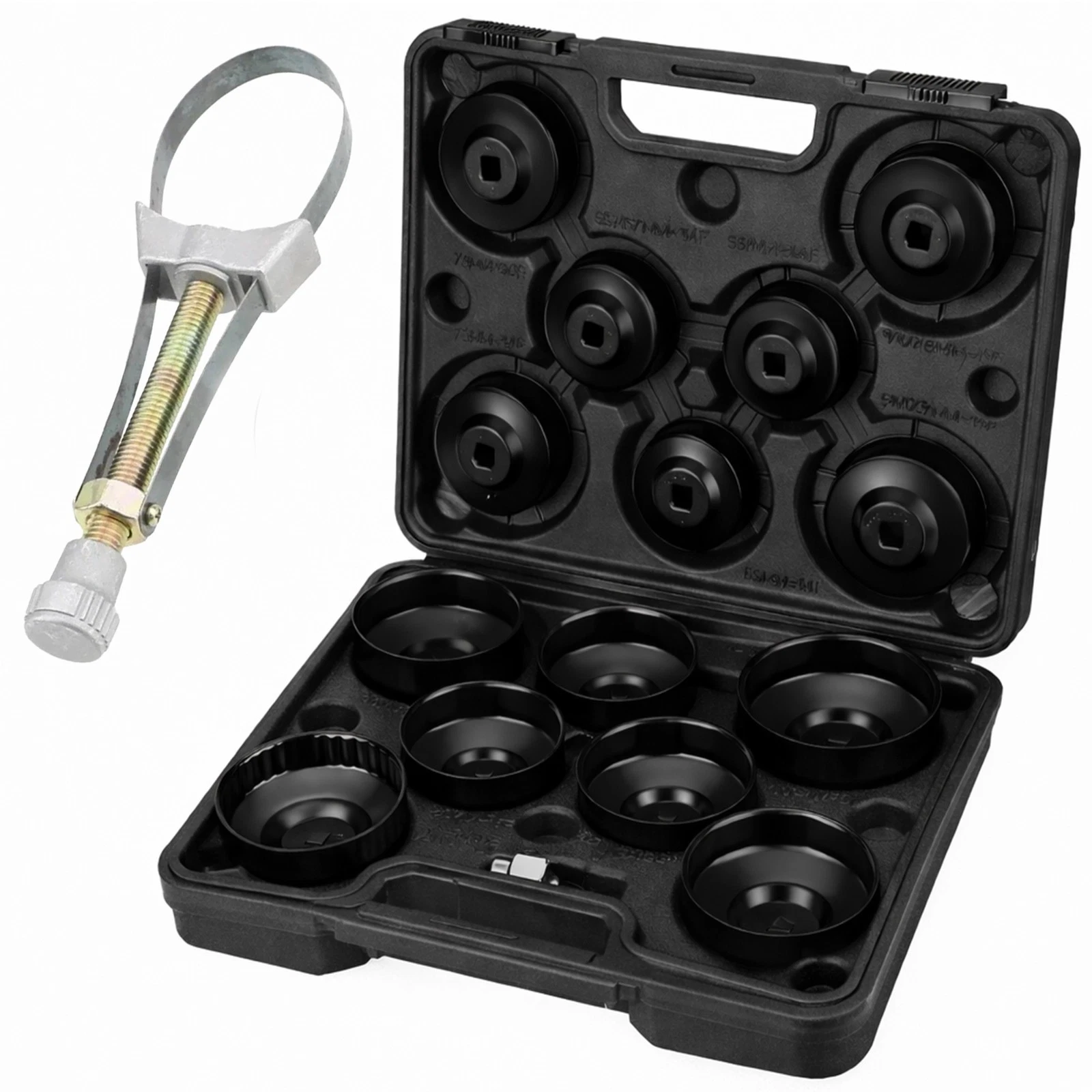Set 16 pz Chiavi a Tazza e Chiave a Nastro per Filtri Olio Motore in Valigetta