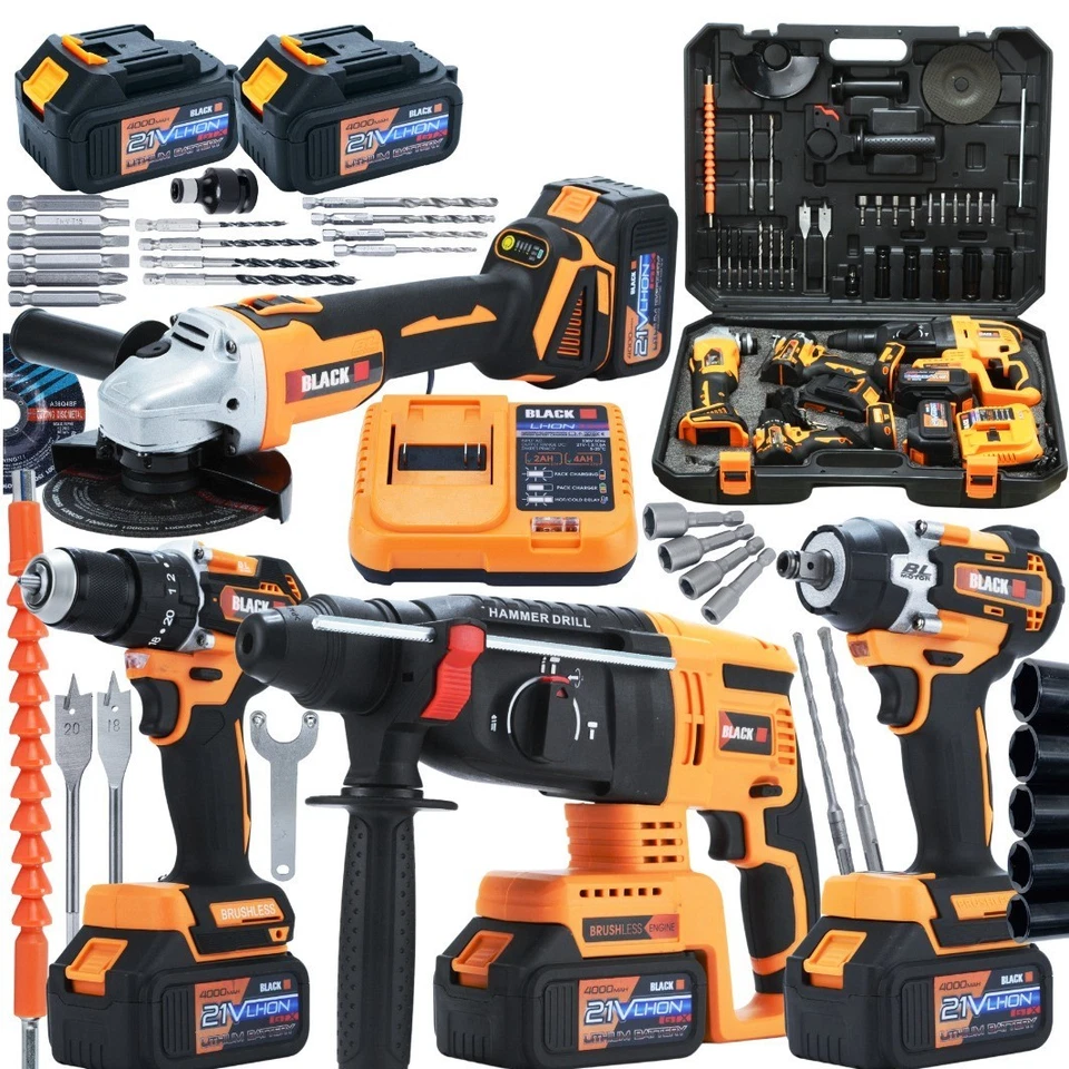 Kit Trapano Avvitatore Impulsi Smerigliatrice A Batteria Set 4 utensili 4 in 1