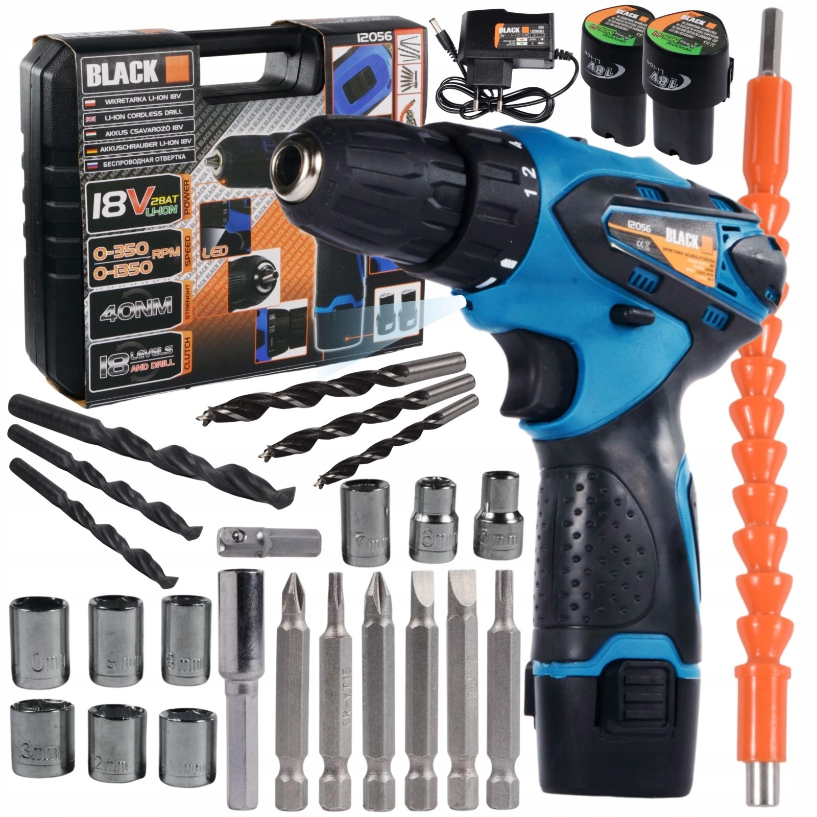Set Trapano Avvitatore a Batteria Litio Perforatrore + Accessori Doppia Batteria