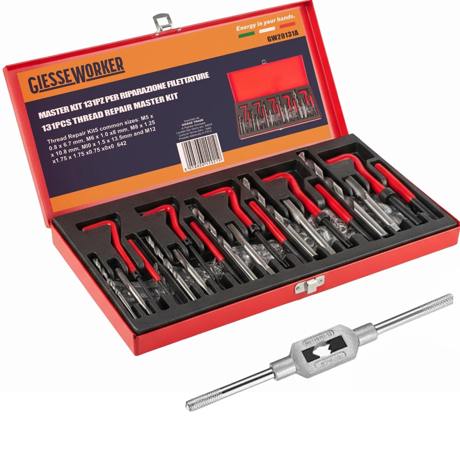Set Riparazione Filetti 131 Pz+1 Ripristino Filettature Elicoidi Helicoil M5-M12